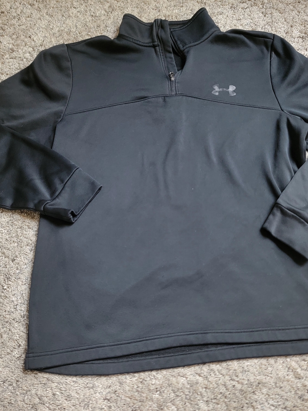Under Armour Mens 1/4 Zip Black Top Size Medium